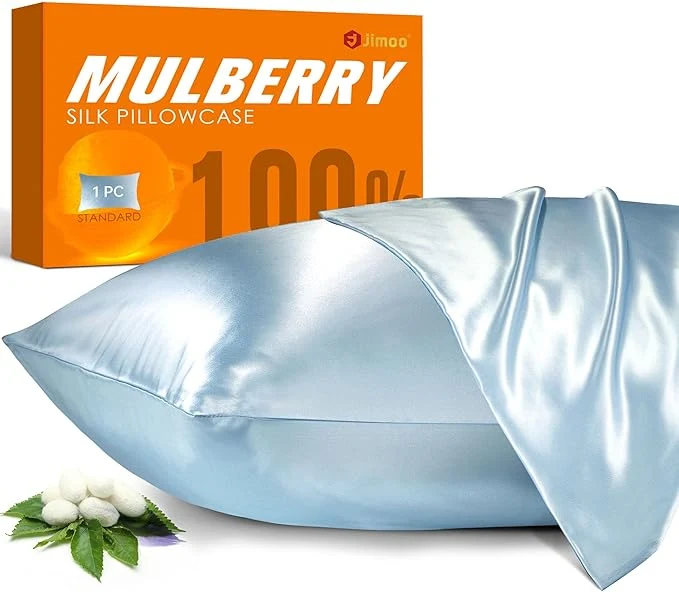 Responsible Mulberry Silk Pillowcase for Hair and Skin 22 Momme Pure Natural Silk Pillow Case Both Sided with Zipper Pillow Cover for Women Mom Men Light Blue Queen 20 39 39 ×30 39 39 1 Pack Sustainable