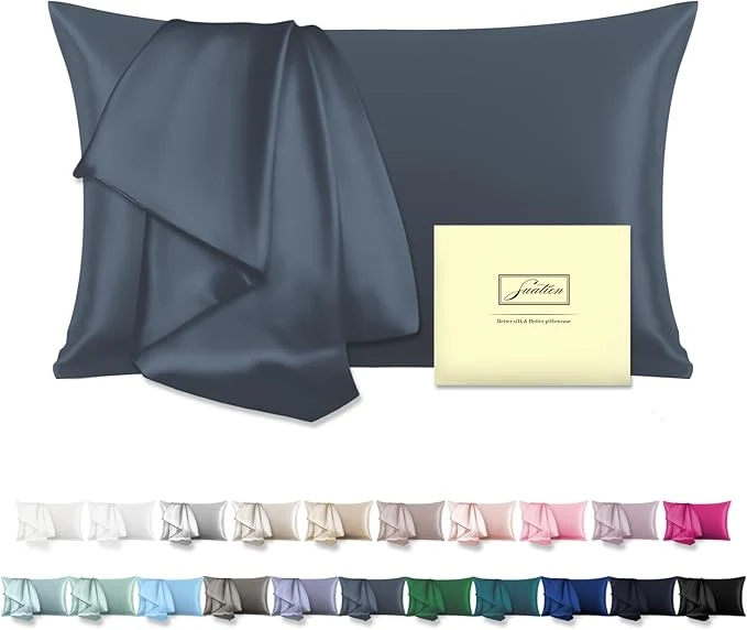 Classic Mulberry Silk Pillowcase for Hair and Skin Standard Size 20 quot X 26 quot Pillow Case with Hidden Zipper Soft Breathable Smooth Cooling Silk Pillow Covers for Sleeping Space Grey Standard 1Pcs Trendy