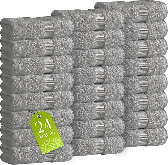 Healthy White Classic Wealuxe Light Gray Washcloths 24 Pack Safe