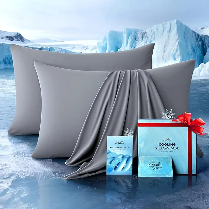 First-Class Ultra-Chill Cooling Pillowcase Set of 2 for Hot Sleepers Softer Than Silk Pillow Cases for Protecting Hair amp Skin Breathable Bed Pillow Covers w Zipper Gifts for Women Men Light Gray Standard Reliable