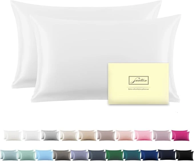 Environmentally Friendly Silk Pillow Cases 2 Pack Soft Breathable and Sliky Queen Size Pillow Cases Set of 2 Natural Mulberry Silk Pillowcase Set of 2 for Hair and Skin with Hidden Zipper White 20 quot X 30 quot 2pcs Minimalist