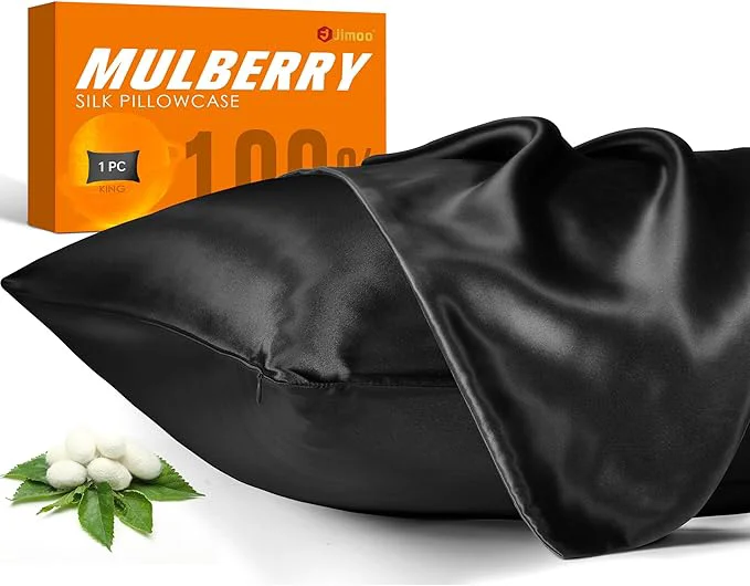 Exceptional Mulberry Silk Pillowcase for Hair and Skin 22 Momme Pure Natural Silk Pillow Case Both Sided with Zipper Pillow Cover for Women Mom Men Black King 20 39 39 ×36 39 39 1 Pack Certified