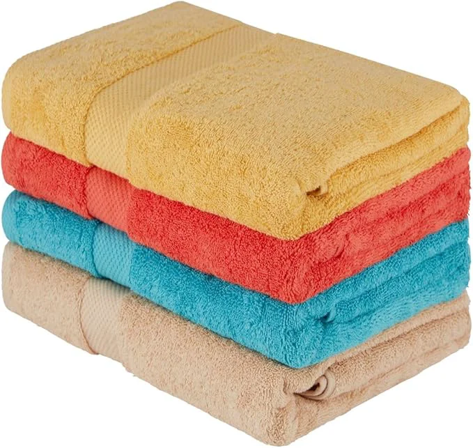 Fast BolBom Towels 4 Pack Medium Bath Towel Set 27 X54 Inches 500 GSM Ring Natural