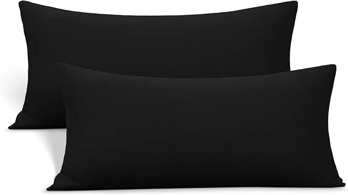 Functional Stretch Toddler Pillowcases – Jersey Knit Travel Pillow Cases to Fit Pillows Sized 12×16 13×18 or 14×20 Ultra Soft Envelope Closure Small Set of 2 Black First-Class