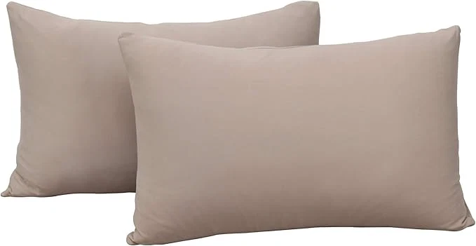 Official 2-Pack Stretch Pillow Cases – Jersey Knit amp Ultra Soft Envelope Closure Pillowcases T-Shirt Like Microfiber Blend – Suitable for Queen or Standard Size Set of 2 Taupe Authentic