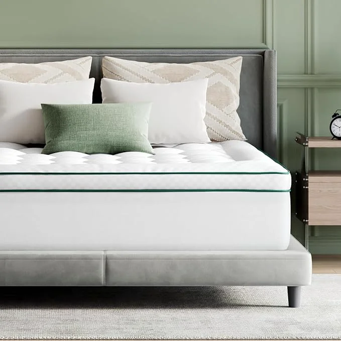 Prestigious Novilla King Mattress Topper Extra Thick Pillow Top – Overfilled Hotel Luxury Mattress Pad Cover for Back Pain Relief Breathable Fluffy Down Fill 8-21 Deep Pocket Green-White Top-Quality