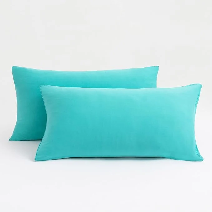 Original Stretch Pillow Cases King – Jersey Knit amp Envelope Closure Pillowcases with Ultra Soft T-Shirt Like Polyester Blend – King Size Set of 2 Aqua Original Design