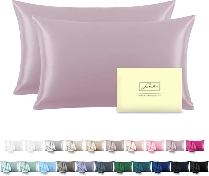 Crafted Silk Pillow Cases 2 Pack Soft Breathable and Sliky King Size Pillow Cases Set of 2 Natural Mulberry Silk Pillowcase Set of 2 for Hair and Skin with Hidden Zipper Lavender 20 quot X 36 quot 2pcs Easy-to-Use