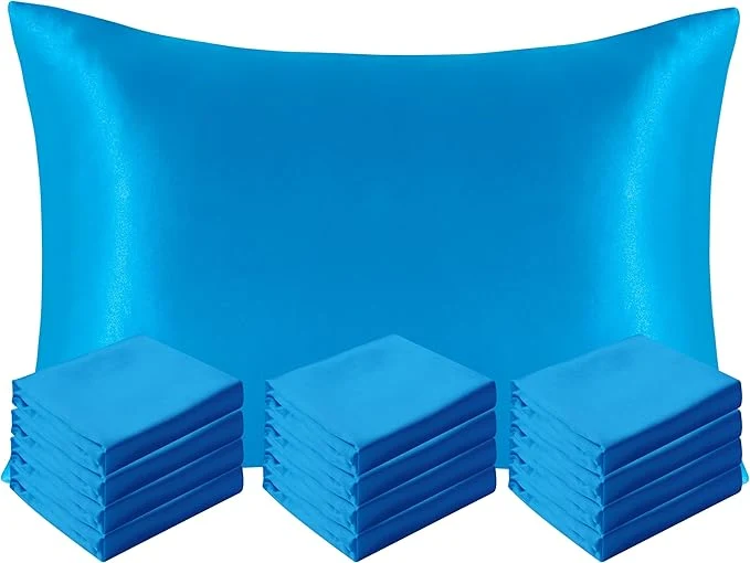 Soft NTBAY 12 Pack Satin Queen Pillowcases for Hair and Skin Luxurious and Silky Pillow Cases with Envelope Closure 20 x 30 Inches Royal Blue Exceptional