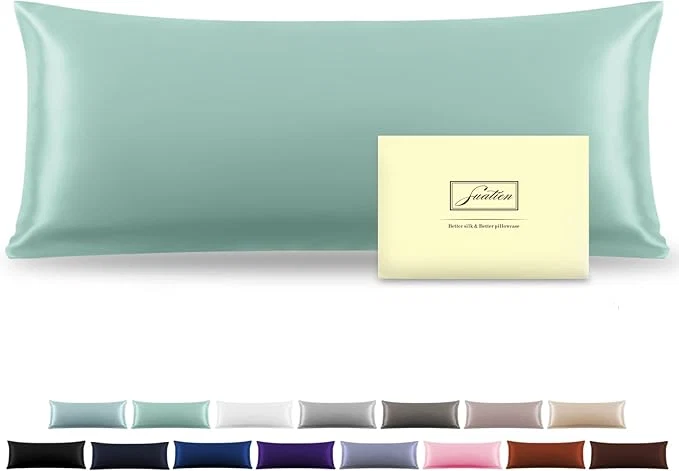 Recyclable Silk Body Pillowcase Mulberry Silk Pillowcase Body Pillow Cases with Zipper Soft Breathable Smooth Cooling 20×54 inches Body Pillow Pillowcase for Sleep Sage Green 20 quot X 54 quot 1Pcs Classic