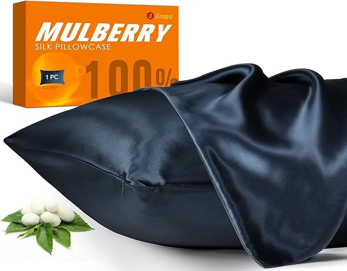 Comfortable Mulberry Silk Pillowcase for Hair and Skin 22 Momme Pure Natural Silk Pillow Case Both Sided with Zipper Pillow Cover for Women Mom Men Navy Blue Queen 20 39 39 ×30 39 39 1 Pack Next-Generation