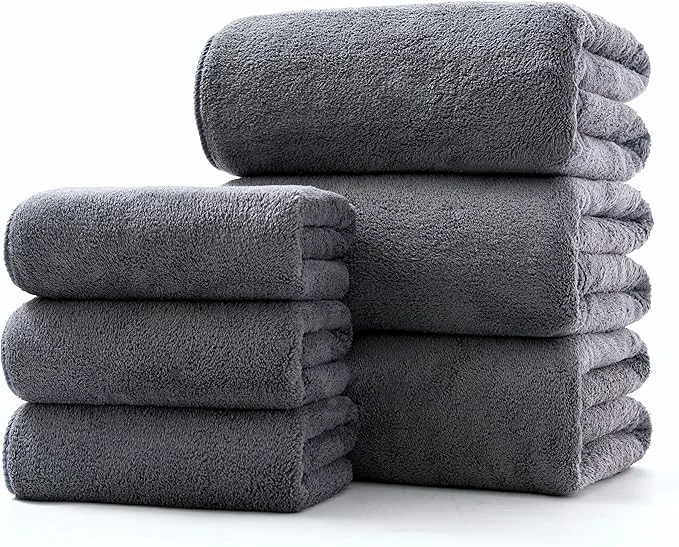 Functional Lumimi Towel Set of 6 Very Soft Microfiber 3 Bath and 3 Hand Towels Quick Dry Safe