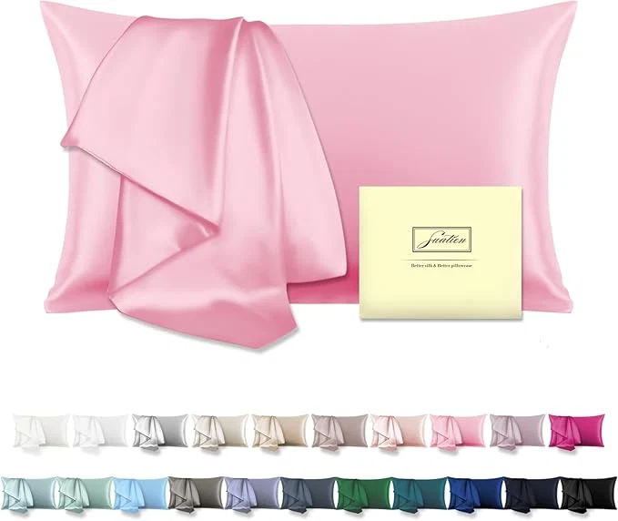 Functional Mulberry Silk Pillowcase for Hair and Skin Standard Size 20 quot X 26 quot Pillow Case with Hidden Zipper Soft Breathable Smooth Cooling Silk Pillow Covers for Sleeping Pink Standard 1Pcs Certified