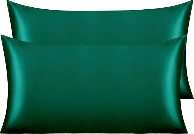 Classic NTBAY 2 Pack Satin King Pillowcases for Hair and Skin Luxurious and Silky Pillow Cases with Envelope Closure 20×40 Inches Dark Green Comfortable