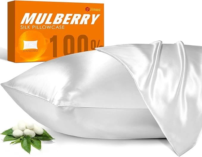 Consistent Mulberry Silk Pillowcase for Hair and Skin 22 Momme Pure Natural Silk Pillow Case Both Sided with Zipper Pillow Cover for Women Mom Men White Standard 20 39 39 ×26 39 39 1 Pack High-Quality