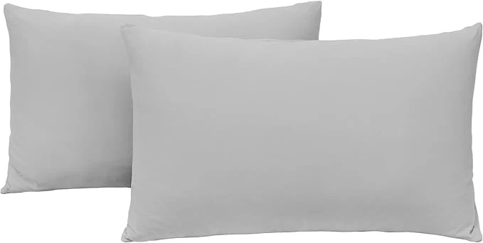 Trusted Jersey Knit Pillow Cases Standard Queen Set of 2 – Grey Pillowcases with Ultra Soft T-Shirt Like Microfiber Blend – Envelope Closure amp Suitable for Queen Standard Pillows Light Gray Official