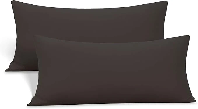 Traditional 2-Pack Stretch Pillow Cases – Jersey Knit amp Ultra Soft Envelope Closure Pillowcases T-Shirt Like Microfiber Blend – Suitable for 20×36 20×40 King Size Set of 2 Brown Reliable