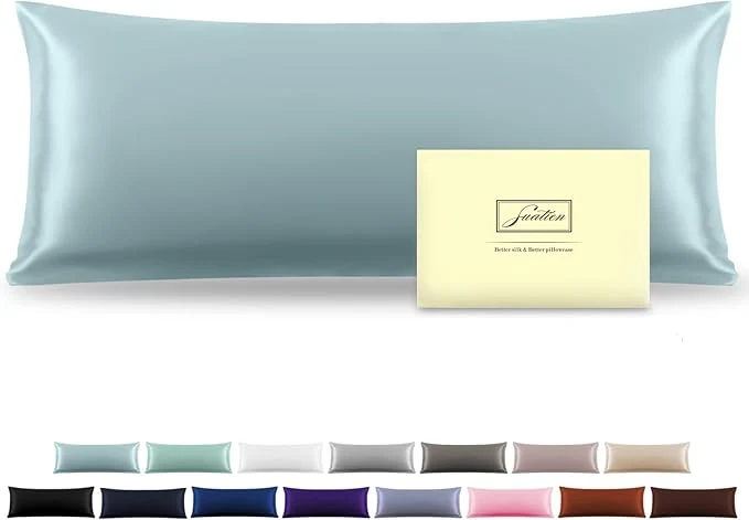 Sophisticated Silk Body Pillowcase Mulberry Silk Pillowcase Body Pillow Cases with Zipper Soft Breathable Smooth Cooling 20×54 inches Body Pillow Pillowcase for Sleep Blue Haze 20 quot X 54 quot 1Pcs User-Friendly