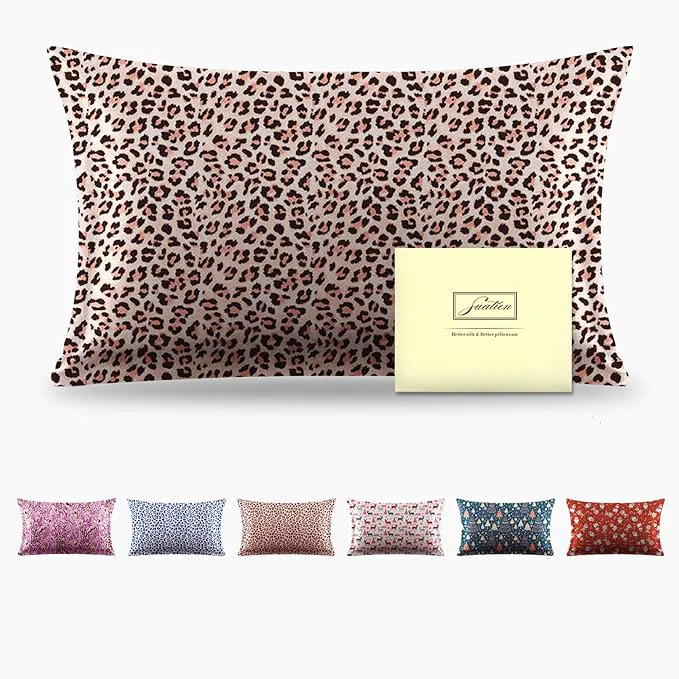 Effective Mulberry Silk Pillowcase for Hair and Skin Queen Size Leopard Print Silk Pillow Cases with Zipper Soft Breathable Smooth Cooling Silk Pillow Covers for Sleeping Taupe Leopard 20 quot X 30 quot 1Pcs Secure