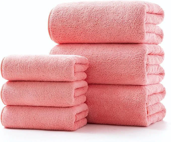Organic Lumimi Towel Set of 6 Very Soft Microfiber 3 Bath and 3 Hand Towels Quick Dry Expertly Made