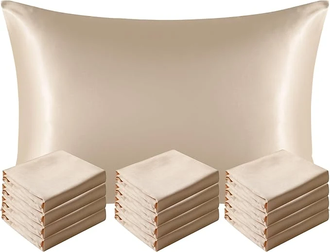 Reliable NTBAY 12 Pack Satin Standard Pillowcases for Hair and Skin Luxurious and Silky Pillow Cases with Envelope Closure 20 x 26 Inches Taupe Enhanced