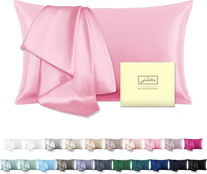 Fashionable Natural Mulberry Silk Pillowcase for Hair and Skin Queen Size 20 quot X30 quot Pillow Case with Hidden Zipper Soft Breathable Smooth Cooling Silk Pillow Covers for Sleeping Pink Queen 1Pcs Eco-Friendly