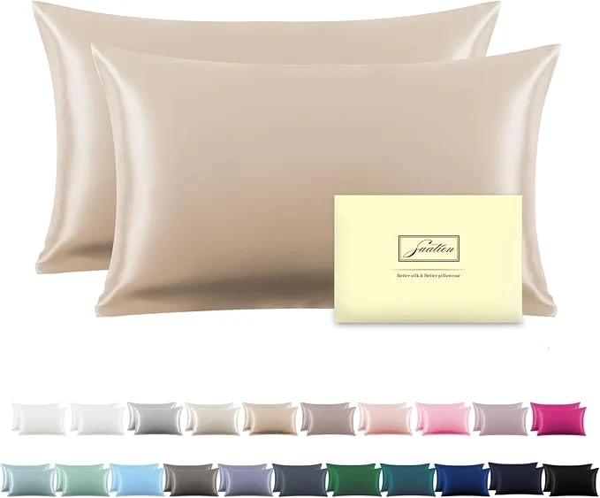 Proven Silk Pillow Cases 2 Pack Soft Breathable and Sliky Queen Size Pillow Cases Set of 2 Natural Mulberry Silk Pillowcase Set of 2 for Hair and Skin with Hidden Zipper Champagne 20 quot X 30 quot 2pcs High-Grade