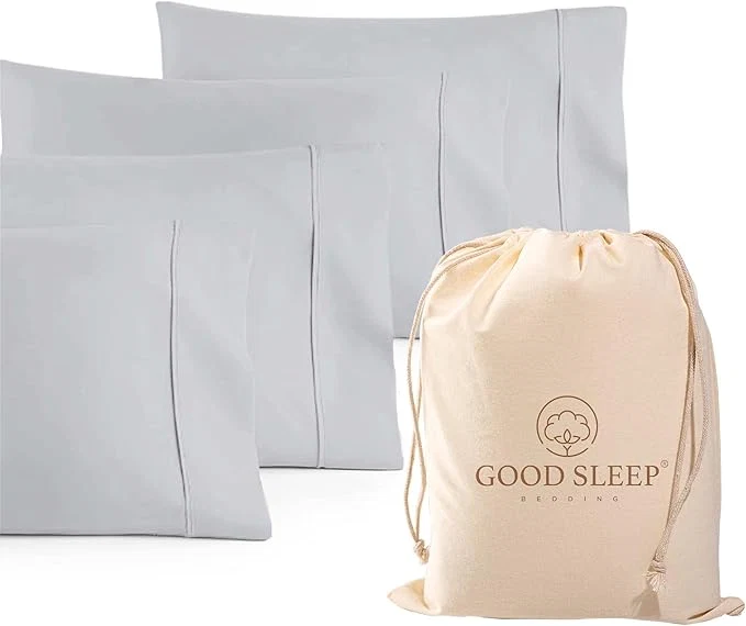 First-Class Set of 4 Pillow Cases King 800 TC Egyptian Cotton Great for Hair amp Skin Care Silky Soft Sateen Weave Pillow Covers for Bed Pillow Improves Sleep Quality 4 quot Hem Pillowcases Light Gray Practical