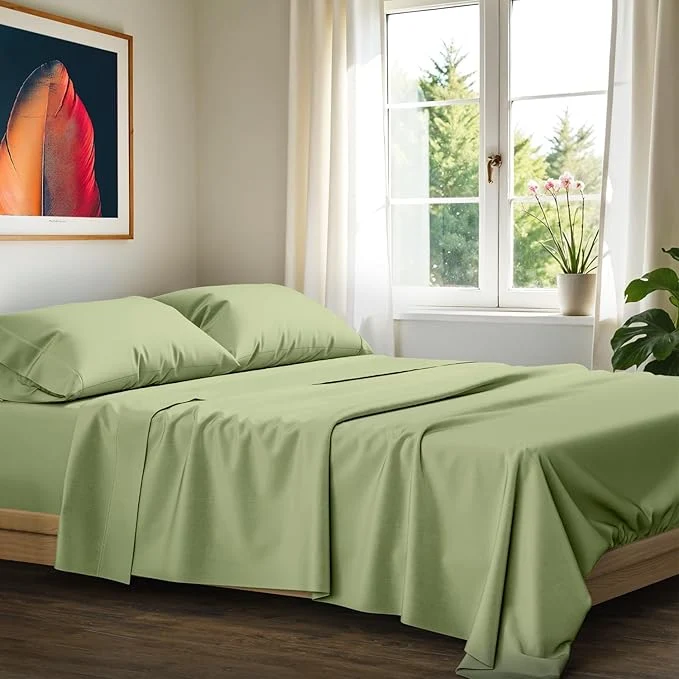 Secure Ashton Sheets Egyptian Cotton Sheets King Size – 1200 Thread Count King Size Sheets Set Egyptian Cotton 4 PC Luxury Bedsheet Sage Green Soft Cooling 17 quot Deep Pocket Sateen Bedsheet Set Lightweight