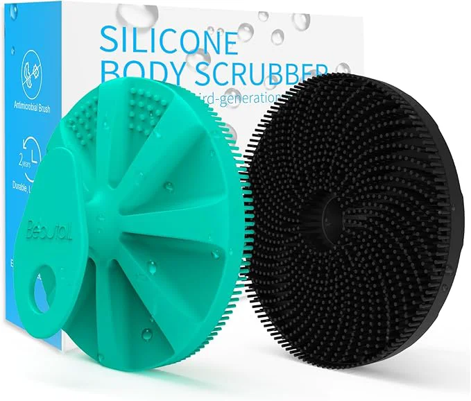 Eco-Friendly Silicone Body Scrubber 2 Pack BEAUTAIL Gentle Bristles Shower Bath Brush Casual