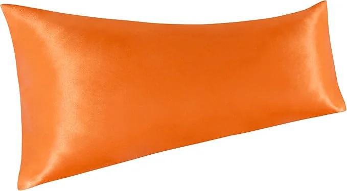 Pure NTBAY Satin Body Pillowcase for Hair and Skin Luxurious and Silky Pillow case with Envelope Closure 20×54 Inches Orange Soft