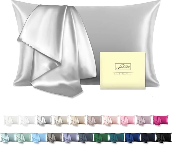 Expertly Made Natural Mulberry Silk Pillowcase for Hair and Skin Queen Size 20 quot X30 quot Pillow Case with Hidden Zipper Soft Breathable Smooth Cooling Silk Pillow Covers for Sleeping Silver Grey Queen 1Pcs Effective