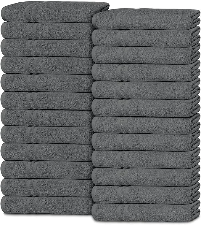 Practical White Classic Wealuxe Dark Gray Washcloths 24 Pack Original Design