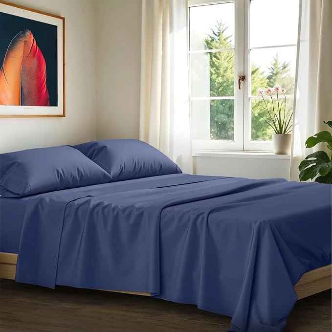 Fine Crafted Ashton Sheets Egyptian Cotton Sheets Queen Size – 1200 Thread Count Queen Size Sheets Set Egyptian Cotton 4 PC Luxury Bedsheet Navy Blue Soft Cooling 17 quot Deep Pocket Sateen Bedsheet Set Pure