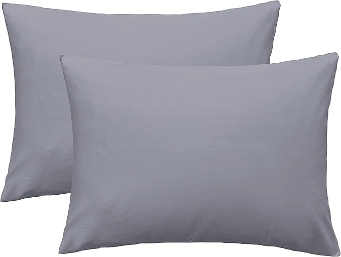Secure iMaylex Soft Egyptian Cotton Zipper Pillow Case Cozy and Lightweight Pillowcase Set of 2 Light Grey Standard 20 quot x 26 quot