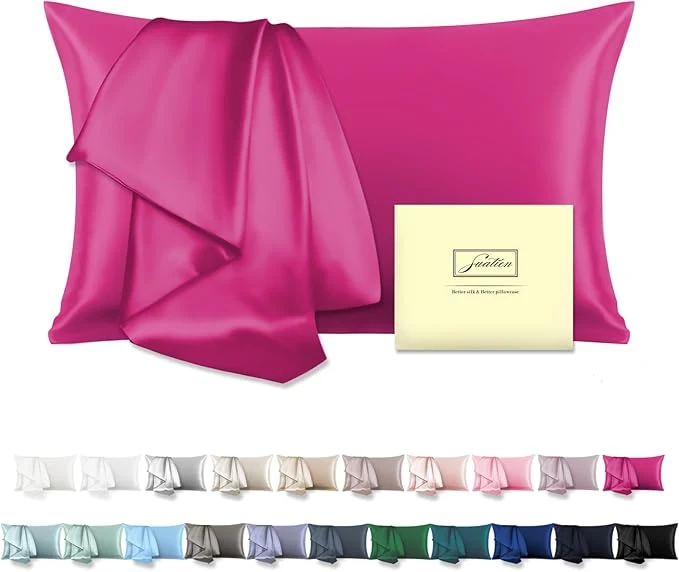 Original Natural Mulberry Silk Pillowcase for Hair and Skin Queen Size 20 quot X30 quot Pillow Case with Hidden Zipper Soft Breathable Smooth Cooling Silk Pillow Covers for Sleeping Hot Pink Queen 1Pcs Easy-to-Use
