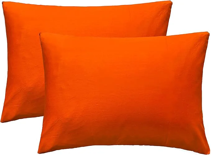 Casual iMaylex Soft Egyptian Cotton Zipper Closure Pillowcases Cozy and Lightweight Pillow Case Set of 2 Orange Standard 20 quot x 26 quot Comfortable
