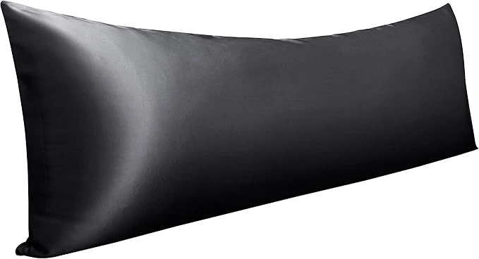 Pure NTBAY Satin Body Pillowcase for Hair and Skin Luxurious and Silky Pillow case with Envelope Closure 20×54 Inches Black Certified