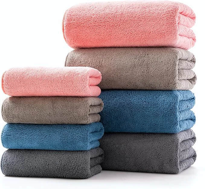 Carefully Designed Lumimi 8-Piece Soft Microfiber Towel Set Incredibly Absorbent Lightweight Quick Solid