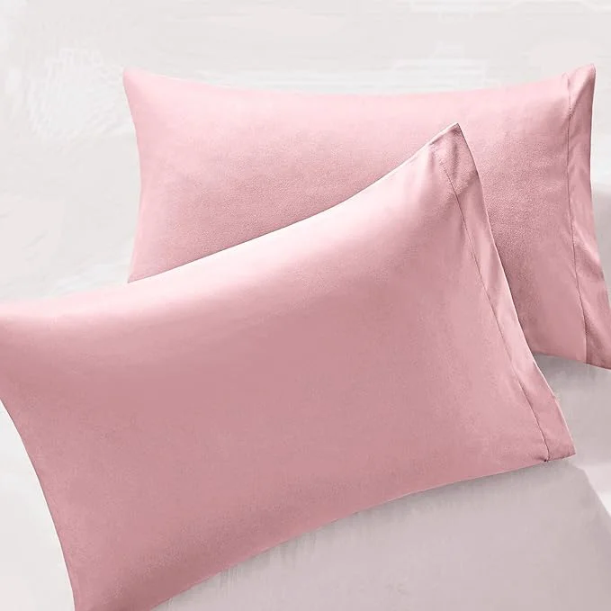 Soft MILVOWOC 2Pcs Brushed Microfiber King Pillowcases – 20 x 36 Inch Dusty Pink Pillow Case Set Non Slip Envelope Pillow Cover with Moisture Absorption and Anti-Wrinkle Responsible