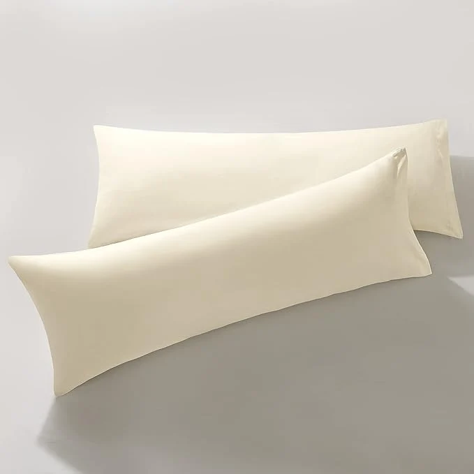 Detailed MILVOWOC 2Pcs Brushed Microfiber Body Pillowcases – 20 x 60 Inch Ivory Cream Pillow Case Set Non Slip Envelope Pillow Cover with Moisture Absorption and Anti-Wrinkle Recyclable