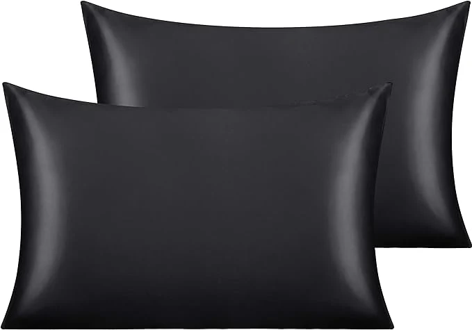 Convenient NTBAY 2 Pack Satin Queen Pillowcases for Hair and Skin Luxurious and Silky Pillow Cases with Envelope Closure 20×30 Inches Black Sustainable