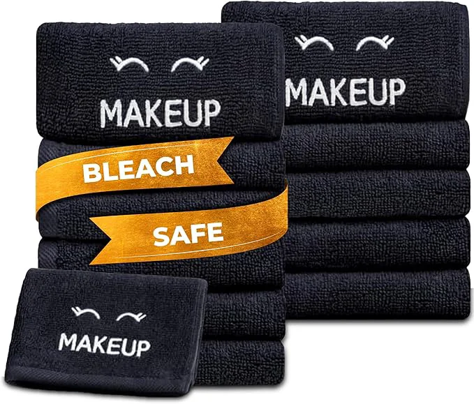 Verified White Classic Bleach Safe Black Makeup Washcloths Excellent