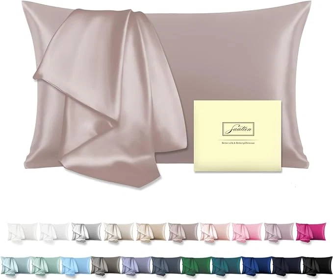 Smart Mulberry Silk Pillowcase for Hair and Skin Pillow Case with Hidden Zipper Soft Breathable Smooth Cooling Silk Pillow Covers for Sleeping Lotus Root Pink King 1Pcs Original Design