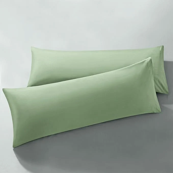 Long-Lasting MILVOWOC 2Pcs Brushed Microfiber Body Pillowcases – 20 x 48 Inch Sage Green Pillow Case Set Soft Non Slip Envelope Pillow Cover with Moisture Absorption and Anti-Wrinkle Machine Washable Fast