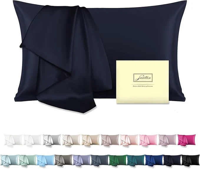 Sophisticated Natural Mulberry Silk Pillowcase for Hair and Skin Queen Size 20 quot X30 quot Pillow Case with Hidden Zipper Soft Breathable Smooth Cooling Silk Pillow Covers for Sleeping Navy Blue Queen 1Pcs Innovative