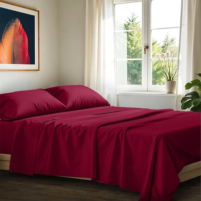 Fast Ashton Sheets Egyptian Cotton Sheets Queen Size – 1200 Thread Count Queen Size Sheets Set Egyptian Cotton 4 PC Luxury Bedsheet Burgundy Soft Cooling 17 quot Deep Pocket Sateen Bedsheet Set Artisan