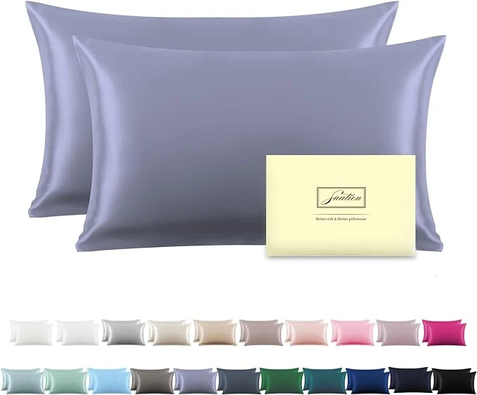 Modern Silk Pillow Cases 2 Pack Soft Breathable and Sliky Queen Size Pillow Cases Set of 2 Natural Mulberry Silk Pillowcase Set of 2 for Hair and Skin with Hidden Zipper Grayish Blue 20 quot X 30 quot 2pcs High-Performance