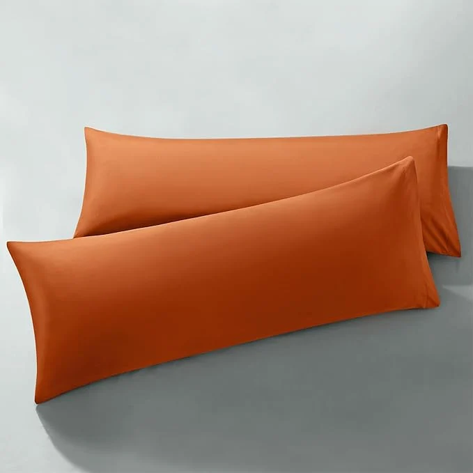Practical MILVOWOC 2Pcs Brushed Microfiber Body Pillowcases – 20 x 48 Inch Burnt Orange Pillow Case Set Non Slip Envelope Pillow Cover with Moisture Absorption and Anti-Wrinkle Sophisticated