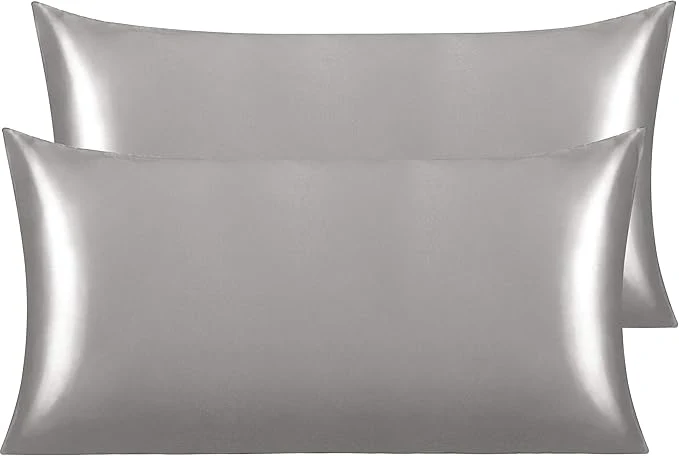 Prestigious NTBAY 2 Pack Satin King Pillowcases for Hair and Skin Luxurious and Silky Pillow Cases with Envelope Closure 20×36 Inches Grey Recyclable